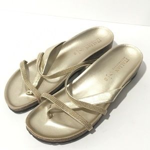 Italian Shoemaker Gold Sandal Flip Flop Slip On